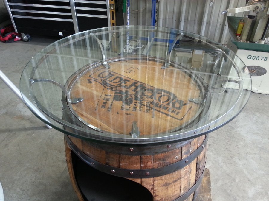 Photo Whiskey Barrel Table Reaper Custom Fabrication Matt Greene Winston-Salem NC